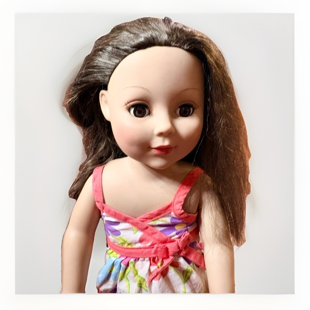 Madam Alexander Doll 2009 Floral Dress Brunette Hair Vinyl Body